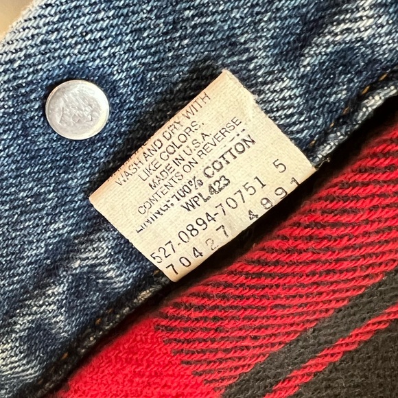 Levi’s VTG 90s Plaid Flannel Lined Denim Jean Trucker Jacket | L - Picture 3 of 9